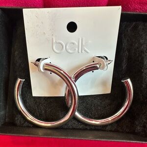 Silver sleek chunky hoop earrings
